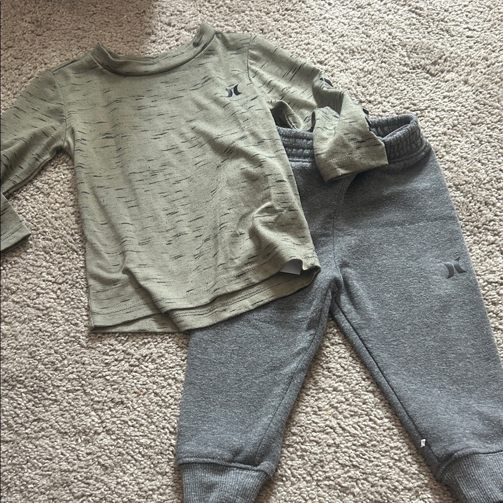 Hurley Kids Olive Top and Gray Joggers